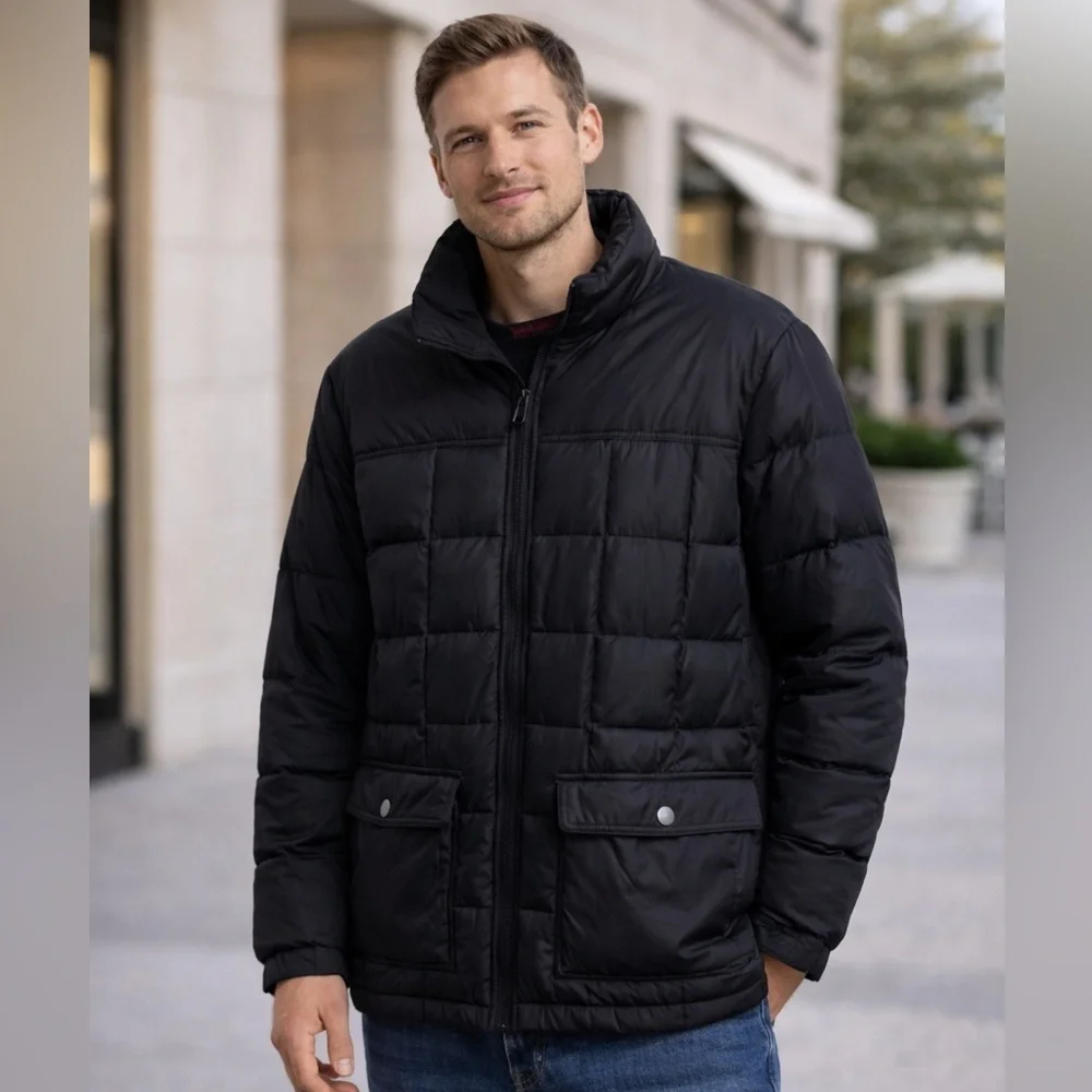 Lands’ End Men’s Down Puffer Jacket L 42-44 Black Winter Coat